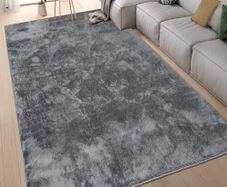 Area Rugs  Soft, Short Pile Monochrome Carpets - Anti-Slip Backing, Machine Washable, Modern Fluffy Rugs for Living Room, Bedroom, Kitchen, Enterance - Anthracite, 60x110 cm
