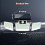 80 LED Solar Flood Lights Outdoor, 3 Adjustable Heads Solar Lights Outdoor Garden Motion Sensor, Waterproof Wireless Solar Security Lights Outside for Yard Garage Driveway Patio Garden, 1 Pack Image 6