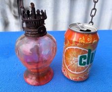 vintage red bowl oil lamp