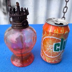 vintage red bowl oil lamp