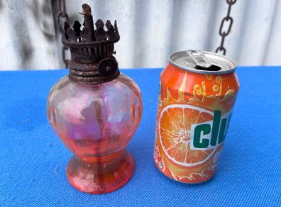 vintage red bowl oil lamp