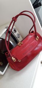 Marino Orlandi Genuine Italian Cherry Red Leather Shoulder/Hand Bag