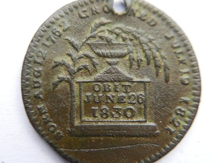 Memory Of George Iv Great Britain  1830 Death Token Medal