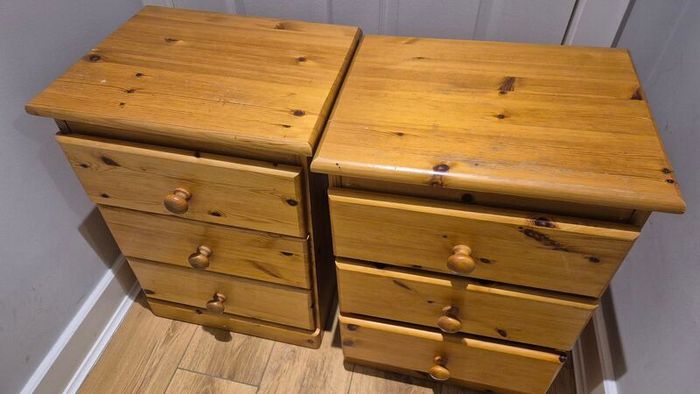 Pair of Solid Pine 3-Drawer Lockers