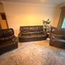 black leather sofa and arm chairs Image 8