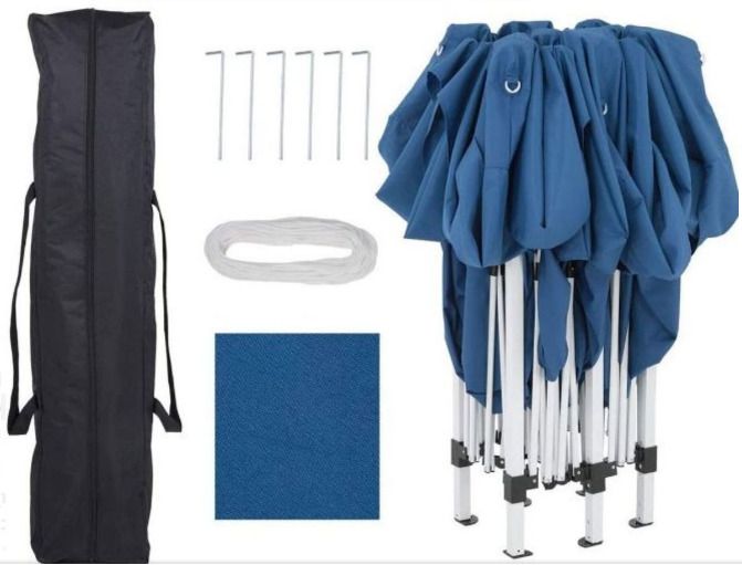 3 x 6 m Pop-Up Blue Gazebo Water-Repellent Includes Bag UV Protection