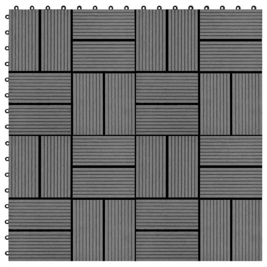 22 pcs Decking Tiles 30x30 cm 2 sqm WPC Grey