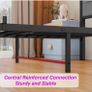 Wooden Single Bed Frame with Storage Headboard Shelf, 3FT Metal Bed Frame Image 5