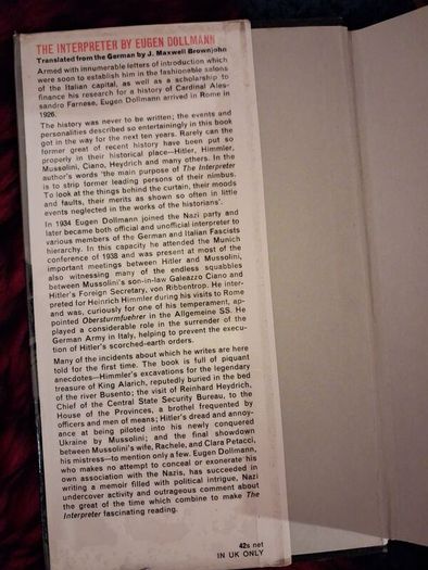Memoirs of Doktor Eugen Dollman / The Interpreter / 1st. Ed. 1967
