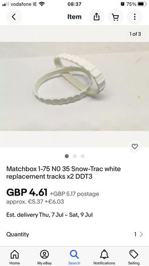 Matchbox 35. Snow-trac. 1964. In box. Missing tracks, price reflects.