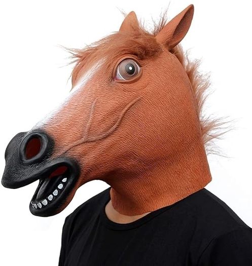 SALE Horse Mask Realistic Animal Full Head Latex Mask for Halloween Carnival Costume Party