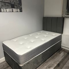 Single Divan Base With Headboard & Mattress