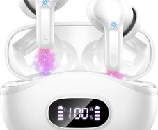 Rinsmola I63 Bluetooth 5.3 In-Ear Headphones with Deep Bass, ENC Noise Cancelling Microphone, 40-Hour Wireless Earbuds, IP7 Waterproof, USB-C, LED Display