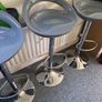 3x kitchen bar island stools grey with chrome legs Image 3