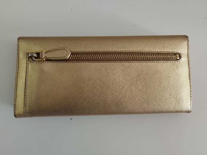 Authentic Prada Milano Golden Saffiano Leather Long Wallet