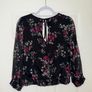 New Abercrombie & Fitch Floral Sheer Ruffle Blouse in Black - size M Image 3