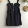 Zara strappy black dress with rhinestone buttons Image 3
