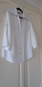 Ladies White Linen Blouse/Overshirt