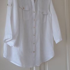 Ladies White Linen Blouse/Overshirt