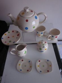 Martin Gulliver Polka Dot Home Cookware Teapot/Cups/Jug/Sugar Bowl