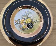 The Art of Chokin  24K gold  Edged small plate with wheelbarrow
