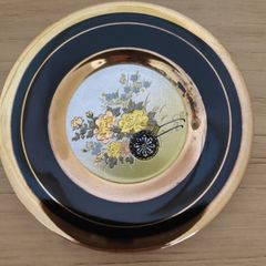 The Art of Chokin  24K gold  Edged small plate with wheelbarrow