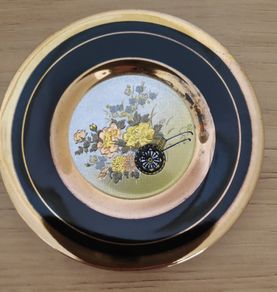 The Art of Chokin  24K gold  Edged small plate with wheelbarrow