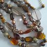 NECKLACE - Tigers Eye - Glass - Filigree Metal Beads Image 2