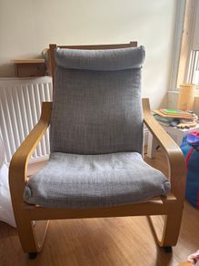 IKEA POANG armchair and foot stool