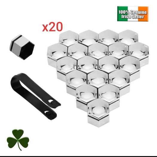20pcs Wheel Nut Bolt Cover Caps, Silver For Audi Vw Bmw Mercedes, Universal 17mm
