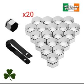 20pcs Wheel Nut Bolt Cover Caps, Silver For Audi Vw Bmw Mercedes, Universal 17mm