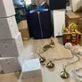 4 x glass ball pendant lights and antique brass wear Image 3