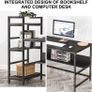 _Desk with shelves, 55 inch industrial style PC desk, computer table made of wood and metal, gaming desk office table for home office (black) Image 2