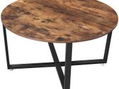 _Round Coffee Table, Coffee Table, Industrial Style, Steel Frame, Easy Assembly, for Living Room, Bedroom, Rustic Brown and Black