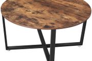 _Round Coffee Table, Coffee Table, Industrial Style, Steel Frame, Easy Assembly, for Living Room, Bedroom, Rustic Brown and Black