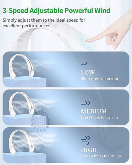 Portable Neck Fan Bladeless Hands Free Usb Rechargeable Battery Operated Neck Fans with 360 Degree Cooling, 3 Speeds Personal Headphone Design Mini Small Leafless Fan for Men Women Adult Kids