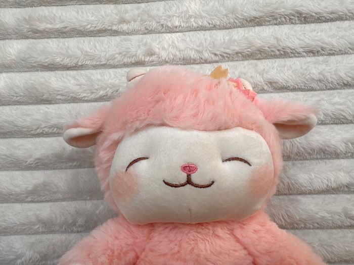 Miniso Pink Blossom Lamb Plush Yellow Flower Sheep approx. 27 cm. Used Please see photos