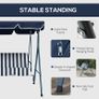 Three-Seater Garden Swing Chair, with Adjustable Canopy - Blue Stripe Image 3