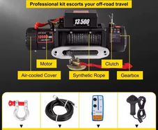 6 tone 12V Electric Winch Synthetic Tow Rope Winch 24M/92FT Lifting Hoist for 4X4 Car Trailer ATV Truck Off Road Boat