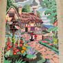 Vintage Hand Stitched Needlepoint Tapestry in Ornate Frame wall art Le Digeonier cottage Image 3