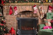 Electric Fire Stove Heater with Realistic LED Log Fire Flame Effect, Adjustable Thermostat, Flame Dimmer, Overheat Protection, 1800W