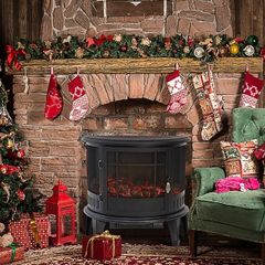 Electric Fire Stove Heater with Realistic LED Log Fire Flame Effect, Adjustable Thermostat, Flame Dimmer, Overheat Protection, 1800W