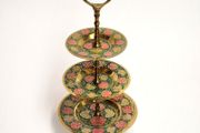 Beautiful vintage 3 tier brass and enamel stand with handle