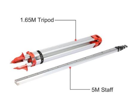Self-Leveling 500m Vertical Horizontal Scanning Measurement Construction Tool Tripod and Staff Kit, fit for Auto Levels Rotary Laser Level
