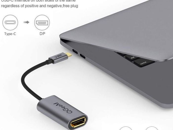 QGeeM USB-C Type (Thunderbolt 3 Compatible) DisplayPort (DP) Female (UHD 4K/60Hz) Gold-Plated/Nylon Braided/Aluminum Alloy Adapter Cable (Brand New/Warranty)