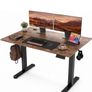 Electric Standing Desk 120x60cm Height Adjustable Desk with 3 Memory Presets & Sit Stand Reminder, Quiet Home Office Computer Desk with LED Display, Cable Holes & Hooks, Rustic Brown Image 10