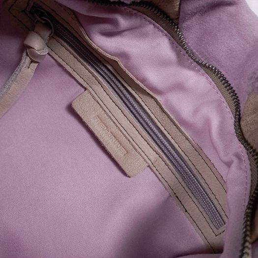 FredsBruder Lilac Purple Taupe Woven Patchwork Shearling Grain Leather Crossbody Bag