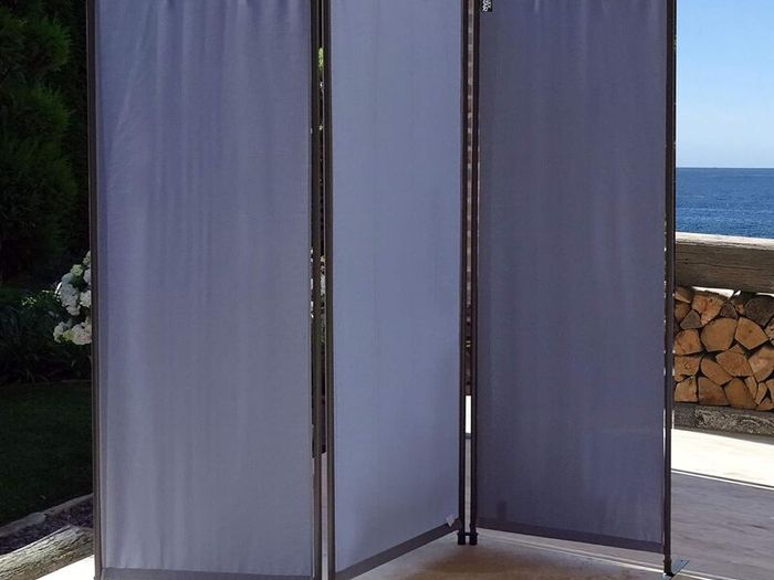 170 x 165 cm, Fabric Room Divider / Balcony Privacy Screen, Folding, Grey