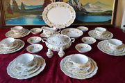 37 Piece Royal Albert September Song Gold Gilt Bone China Dinner Service / Set For 6 Person Setting Made In England Antique Rare And Hard To Find