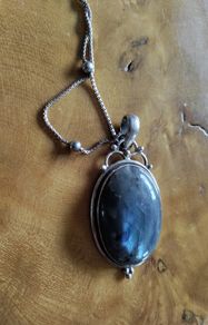 Beautiful Natural large labradorite pendant sterling silver with chain